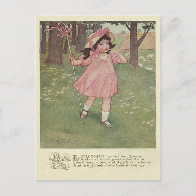 Cartão Postal Vintage Little Bo Peep (Frente)