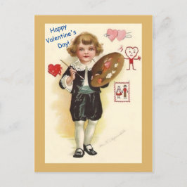 Cartão Postal Vintage Little Boy Artist Bela Cópia de Namorados