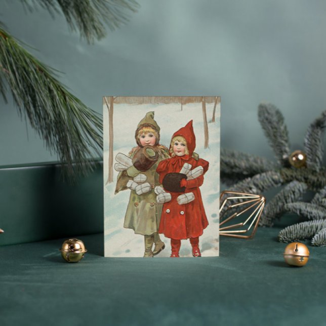 Cartão Postal Vintage Little Girls com encomendas (Criador carregado)