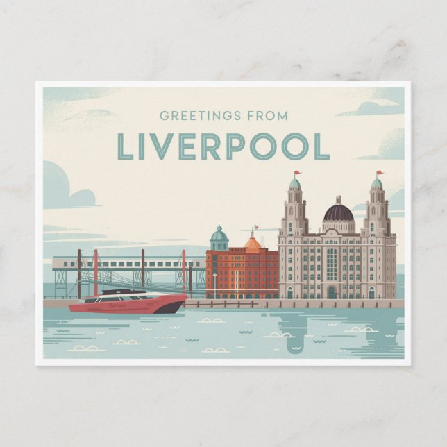Cartão postal Vintage Liverpool | Saudações de (Frente)