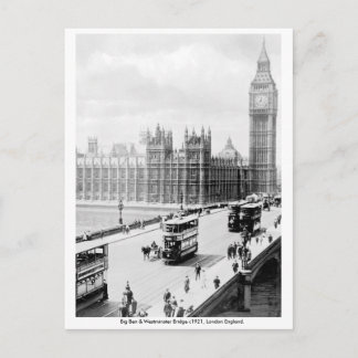 Cartão Postal Vintage London, Big Ben, Westminster Bridge
