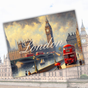 Cartão Postal Vintage London City England Big Ben Viagem Art