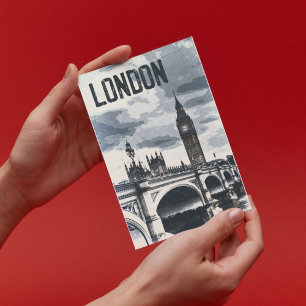 Cartão Postal Vintage London England retro Europe Viagem Art