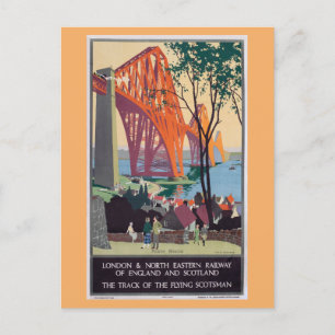 Cartão Postal Vintage London England Scotland Train Viagem