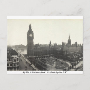 Cartão Postal Vintage London Parliament Square, Big Ben 1904