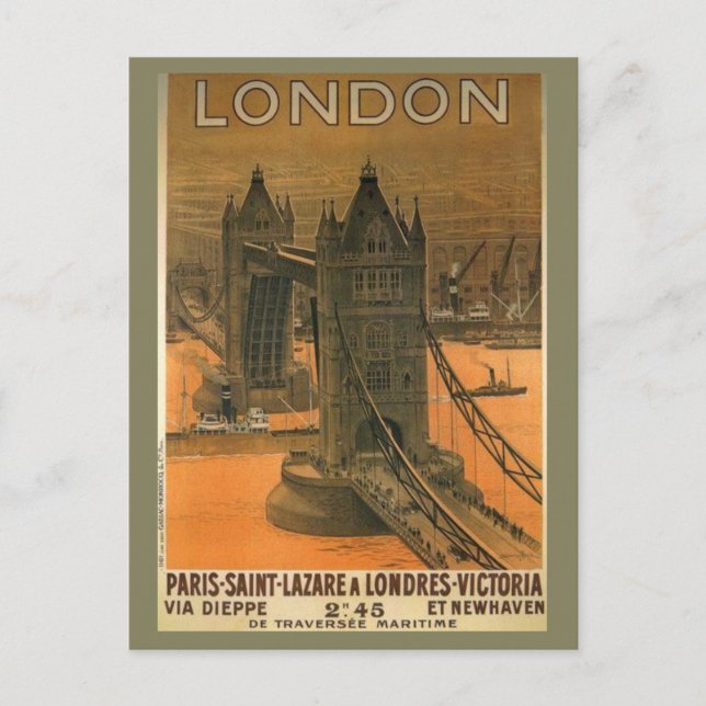Cartão Postal Vintage London Railroad Viagem Advertisement (Frente)