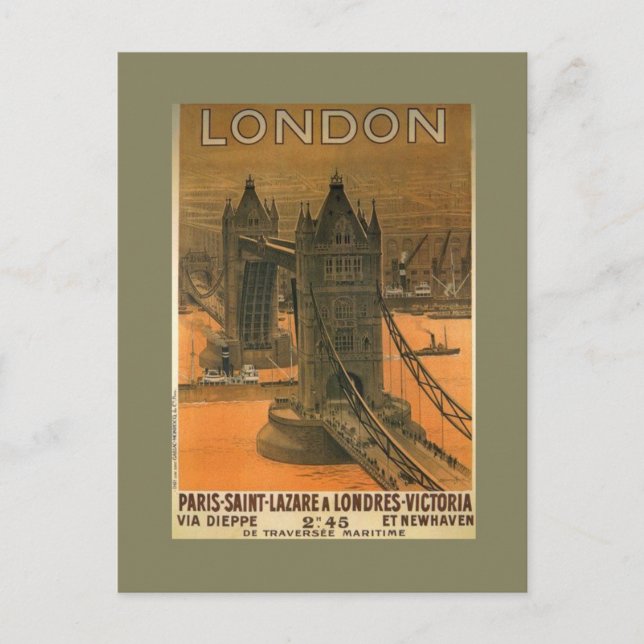 Cartão Postal Vintage London Railroad Viagem Advertisement (Frente)