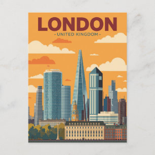 Cartão Postal Vintage London Skyline Viagem