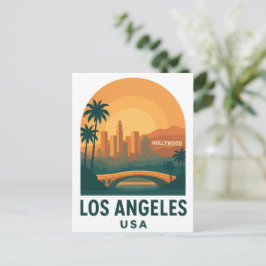 Cartão Postal Vintage Los Angeles Travel Postcard – Retro City