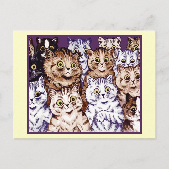 Cartão postal Vintage Louis Wain Wonderment Cats (Frente)