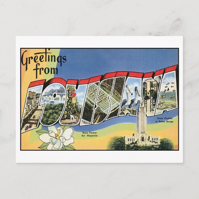 Cartão postal Vintage Louisiana (Frente)
