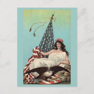 Cartão Postal Vintage Lounging Lady Liberty