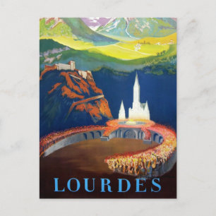 Cartão Postal Vintage Lourdes France Viagem