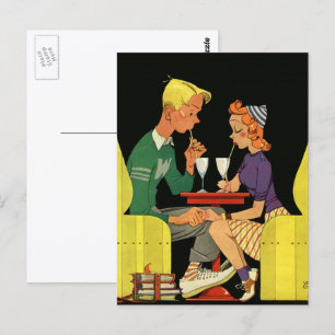 Cartão Postal Vintage Love and Romance, adolescentes no Compro S