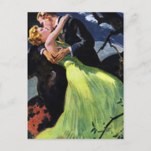 Cartão Postal Vintage Love and Romance, Beijo Romântico
