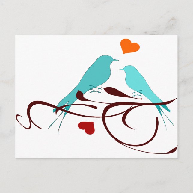 Cartão Postal Vintage Love Birds (Frente)