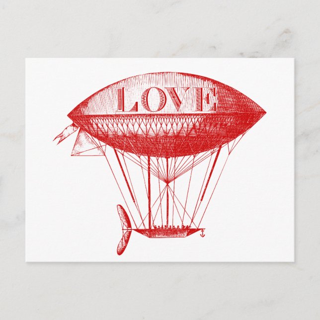 Cartão Postal Vintage Love Zeppelin Red (Frente)