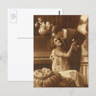 Cartão Postal Vintage Lovers, Love Romance Música Romântica