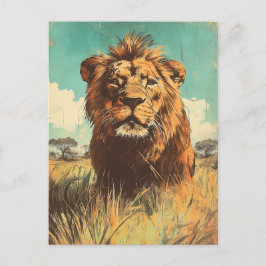 Cartão Postal Vintage Löwe Im Gras Der Savanne