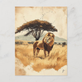 Cartão Postal Vintage Löwe in der Savanne Südafrikas