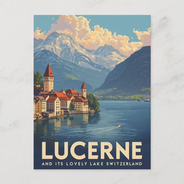 Cartão Postal Vintage Lucerne Suiça (Frente)