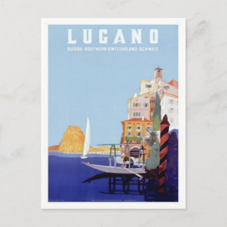 Cartão Postal Vintage Lugano, Suiça