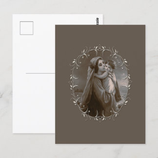 Cartão Postal Vintage Madonna e Child com Silver Frame
