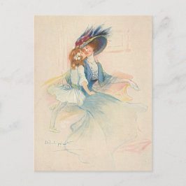 Cartão Postal Vintage Madre e Beijo Filha