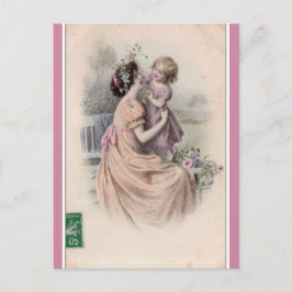 Cartão Postal Vintage Madre e Filha