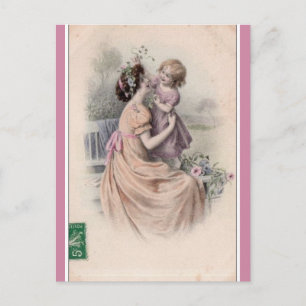 Cartão Postal Vintage Madre e Filha