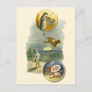 Cartão Postal Vintage Madre Goose Enfermeira Rhyme Ei Diddle