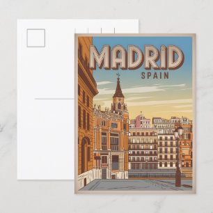 Cartão Postal Vintage Madrid Espanha céu vê lembranças, presente