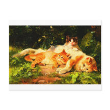 Vintage Mãe Cat com seus gatinhos divertidos