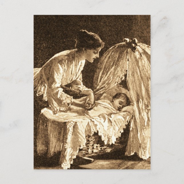 Cartão Postal Vintage Mãe e Bebê (Frente)