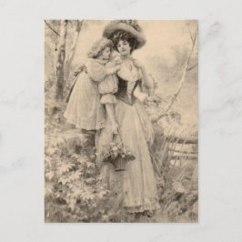 Cartão Postal Vintage Mãe E Filha