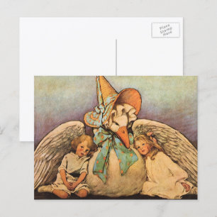 Cartão Postal Vintage Mãe Goose Filhos Jessie Willcox Smith
