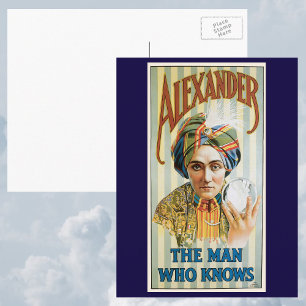 Cartão Postal Vintage Magic Poster, Alexander, the Man Who Knows