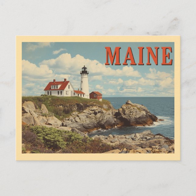 Cartão Postal Vintage Maine Viagem (Frente)