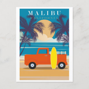 Cartão Postal Vintage Malibu California Beach Viagem