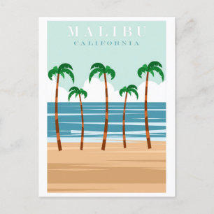 Cartão Postal Vintage Malibu California Beach Viagem