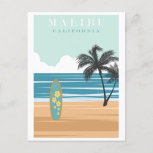 Cartão Postal Vintage Malibu California Beach Viagem