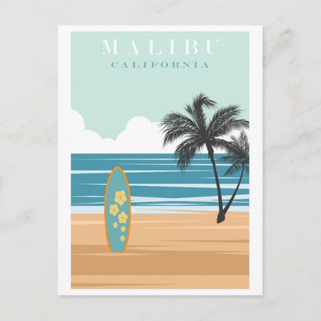 Cartão Postal Vintage Malibu California Beach Viagem (Frente)