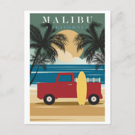 Cartão Postal Vintage Malibu California Beach Viagem