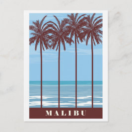 Cartão Postal Vintage Malibu California Ocean Palm Viagem