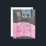 Cartão Postal Vintage Man Thinking and Planning Looks Out Window<br><div class="desc">A surreal collage made and photographed by Angelandspot in the year 2026 with vintage images from a magazine from the 1980s era of a man looking out of a window and a vintage textbook page colored with highlighters</div>