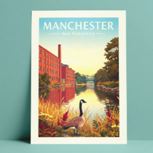 Cartão Postal Vintage Manchester New Hampshire