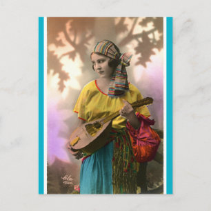 Cartão Postal Vintage Mandolin Gypsy
