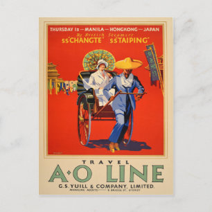 Cartão Postal Vintage Manila Hong Kong Japão Viagem da Austrália