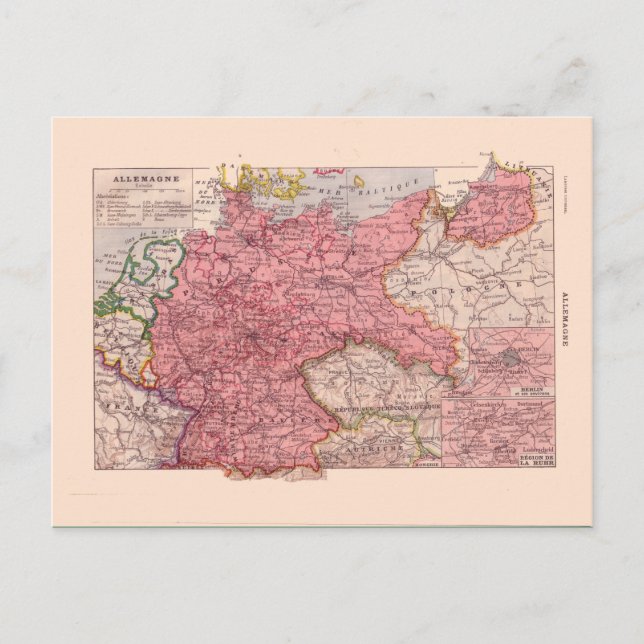 Cartão Postal Vintage map, 1920, Alemanha (Frente)