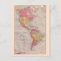 Vintage map, 1920, América, Norte e Sul